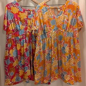 AnyBody Women's Floral Tunics in Pink and Orange